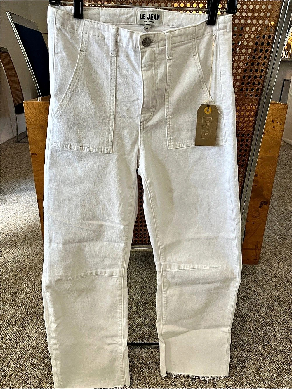 LE JEAN Utility Soft Barrel Jeans White